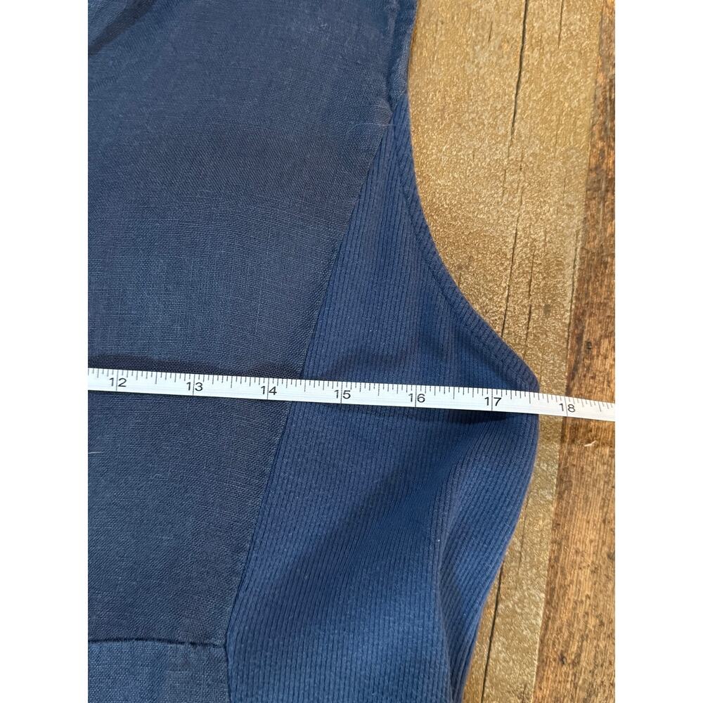 Terzo Millennio Blue Sleeveless Linen Dress, Size M, Button accents - Picture 5 of 8